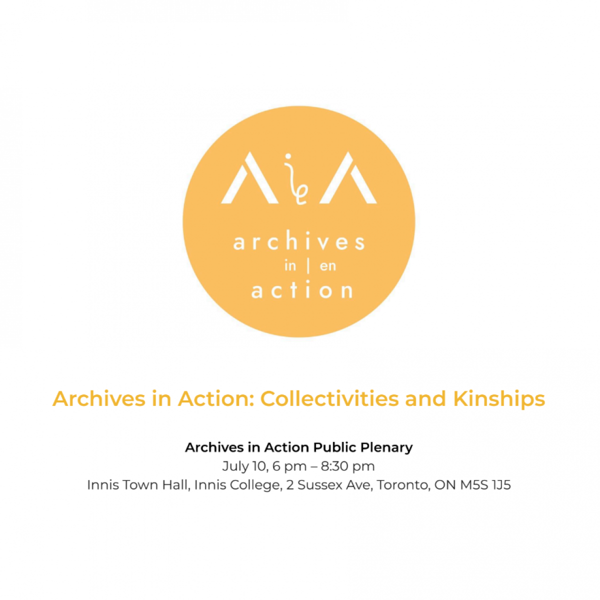 A circular logo on a white background that says "Archives in Action" in stylized sans-serif font.