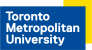 A logo composed of a large dark blue rectangle with the words "Toronto Metropolitan University" overlaid in white and a smaller yellow rectangle placed behind the blue on the upper right side.