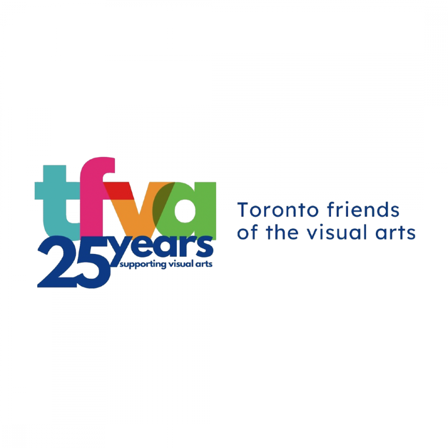 A sqaure promotional logo image featuring the following text on a white background: "TFVA: 25 years supporting the visual arts. Toronto Friends of the Visual Arts."