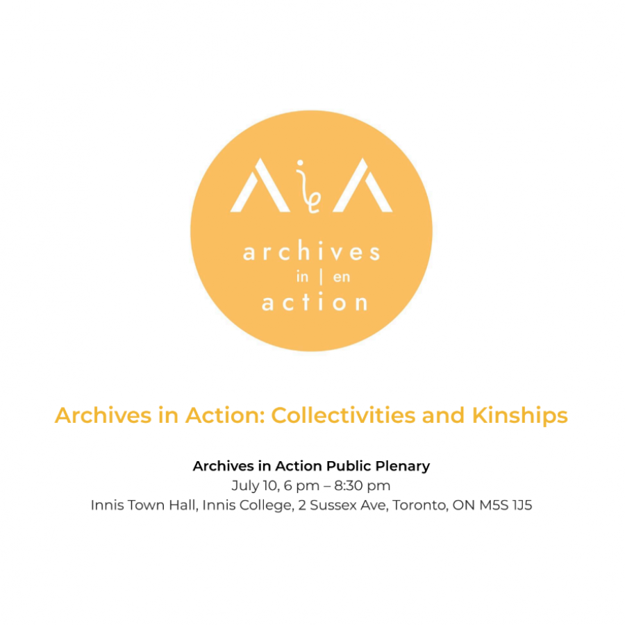 A circular logo on a white background that says "Archives in Action" in stylized sans-serif font.